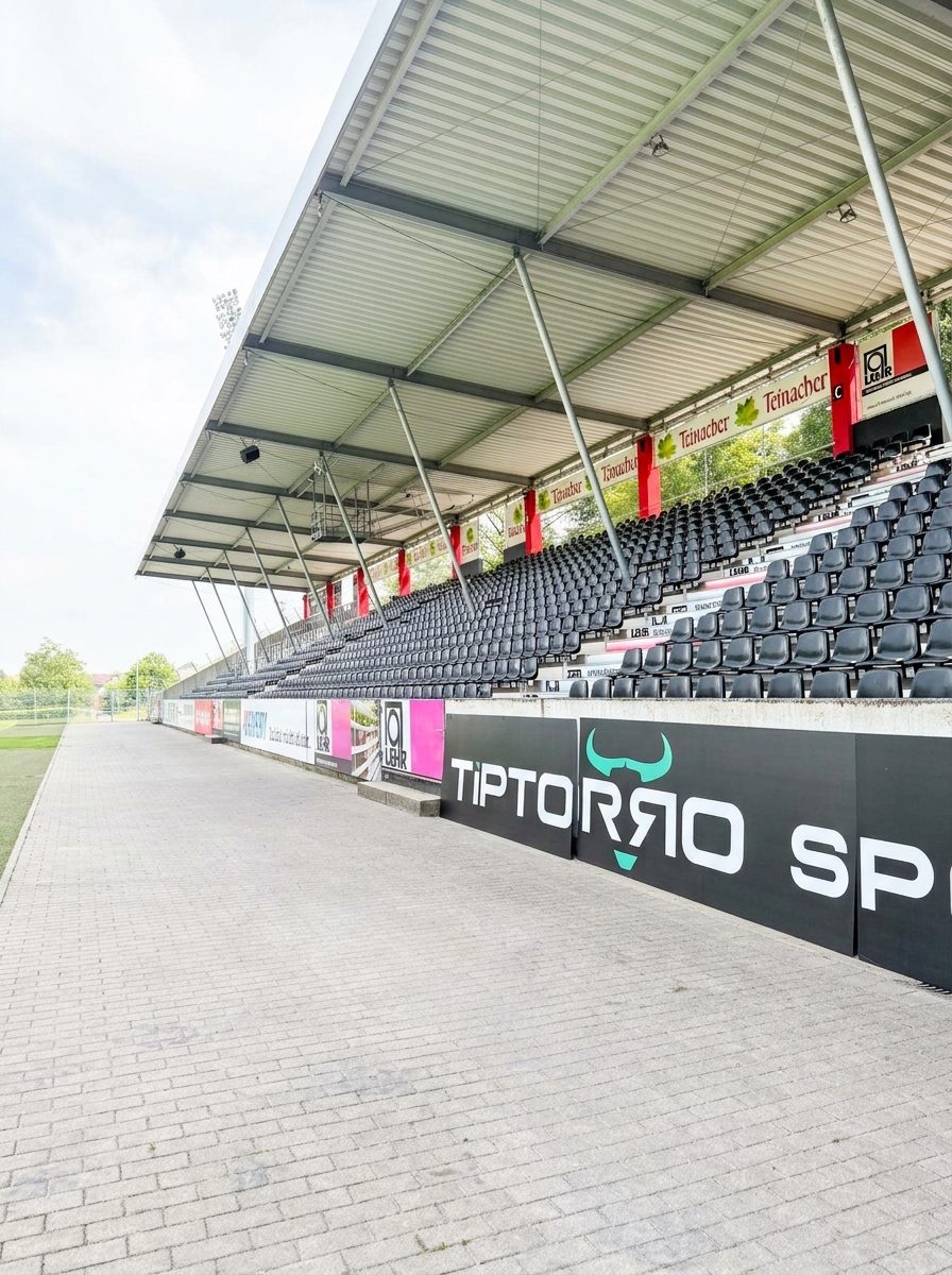 Bannerwerbung an einer Stadiontribüne